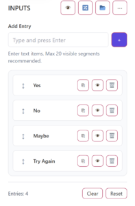 How to add names and choices to the Random Picker Wheel